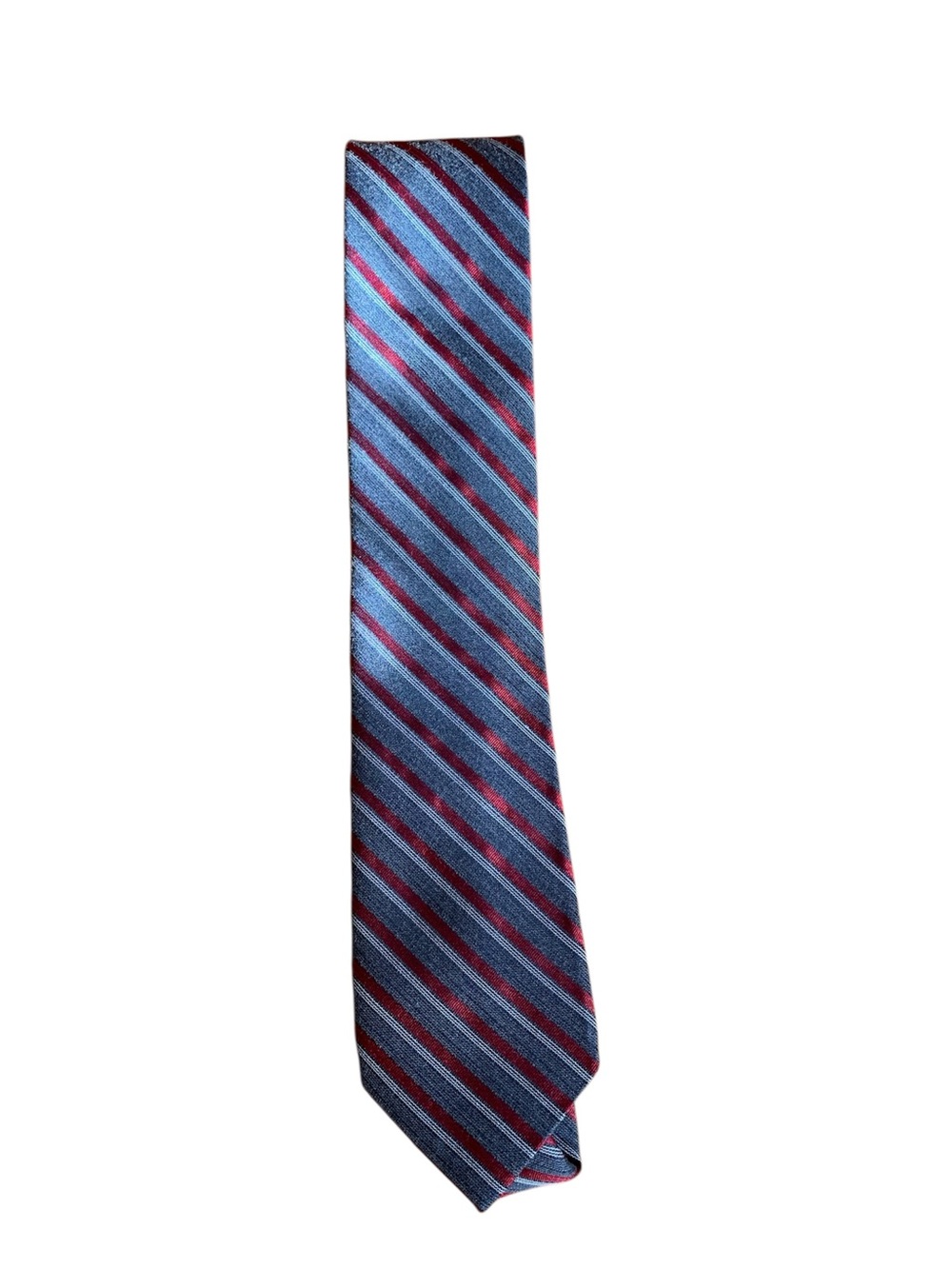 Calvin Klein Navy and Red Striped Silk Tie